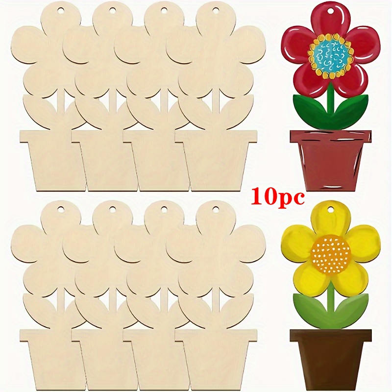 

10pcs Wooden For Diy - Paintable Hanging Decorations, For Weddings, Parties & Decor