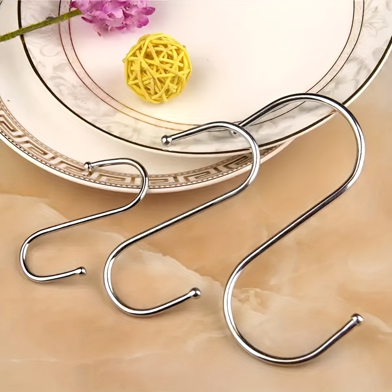 10 PCS S Hooks, Rustproof S-Shaped Hook with Safety Buckle Heavy Duty Metal  S Hanging Hook for Clothes, Pots, Pans, Kitchen Utensil, Cubicle, Closet  Rob, Bags (3.5 inch, Silvery) : : Industrial & Scientific