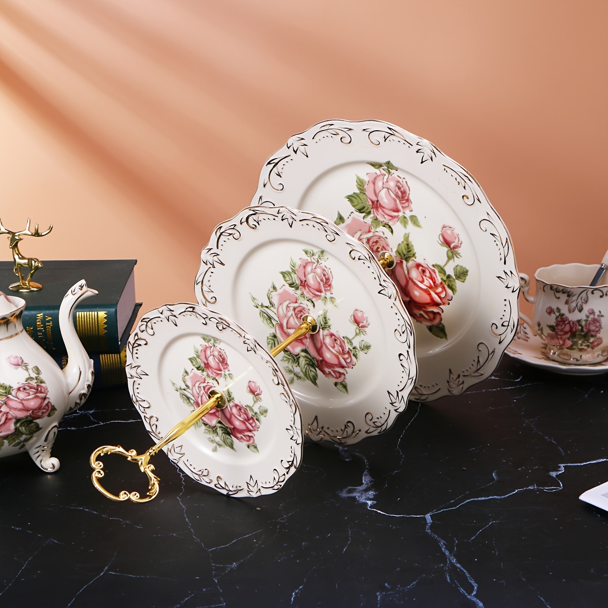 Tea Cup Dinner Set Display Stand Tier Ceramic Dessert Display