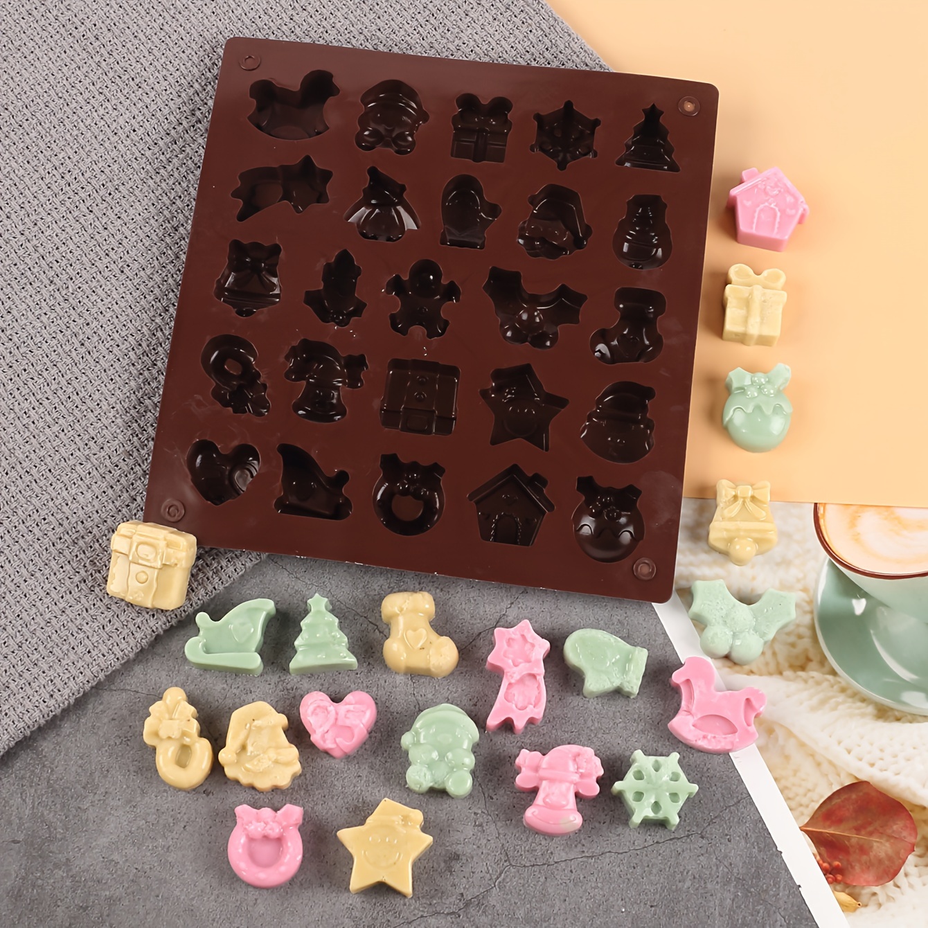 

25-cavity Christmas Silicone Chocolate Mold Set, Diy Baking Cookie Molds, Cake Decorating Candy Molds, Non-stick Food Grade Silicone Bakeware