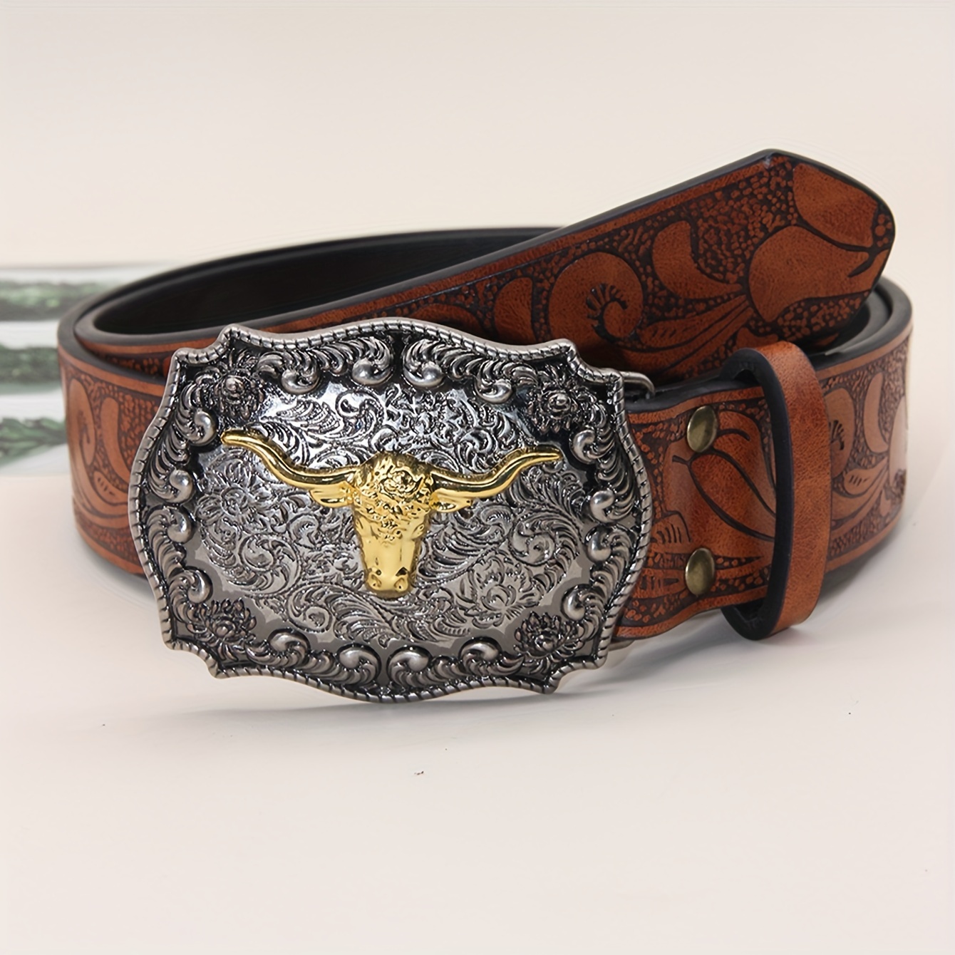 

Vintage-inspired Men's Wide Western Cowboy Belt With - Jeans & Outdoor Wear, Ideal Gift