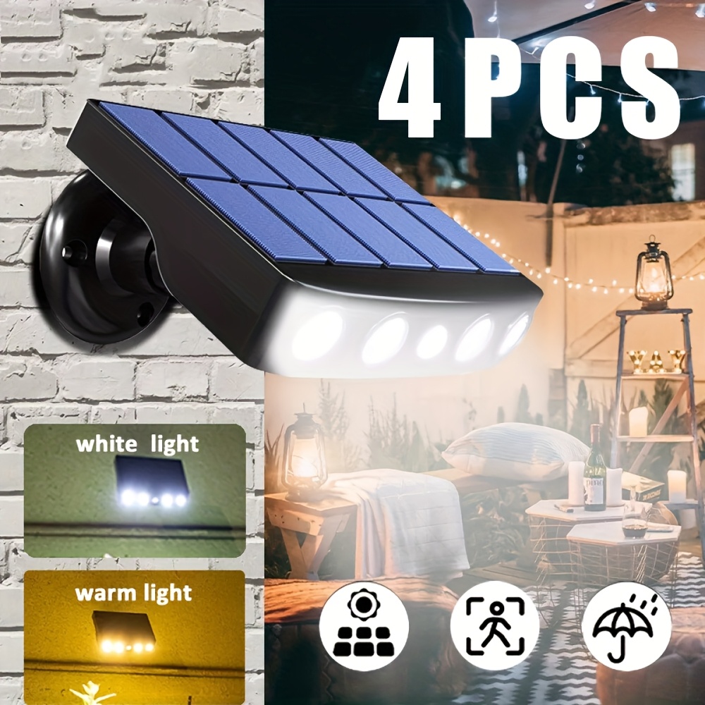 TEMU 1/4pcs Commercial Solar Wall Lights Outdoor - Sensor, Ip44, Auto Dusk To Dawn For Courtyard, Porch, Deck & Garden (acrylic Cover, 120° ), Solar