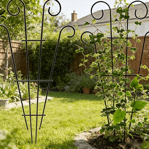 2 pack 32 inch wavy black metal trellis for indoor and outdoor climbing plants garden trellis for indoor plants flowers vines ivy