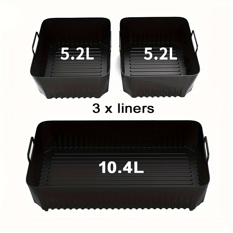 3pcs Big Silicone Liners For Air Fryer Af500uk, Reusable, , Easy To Clean Silicone Liners In Set (1pc 10.4l & 2pcs 5.2l)