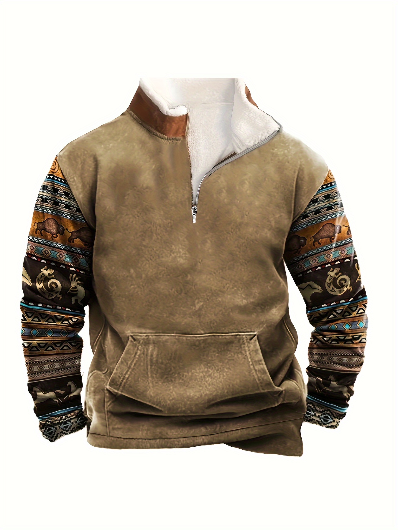 Men's V Neck Fleece Lined Sweatshirt Men Retro Vintage - Temu