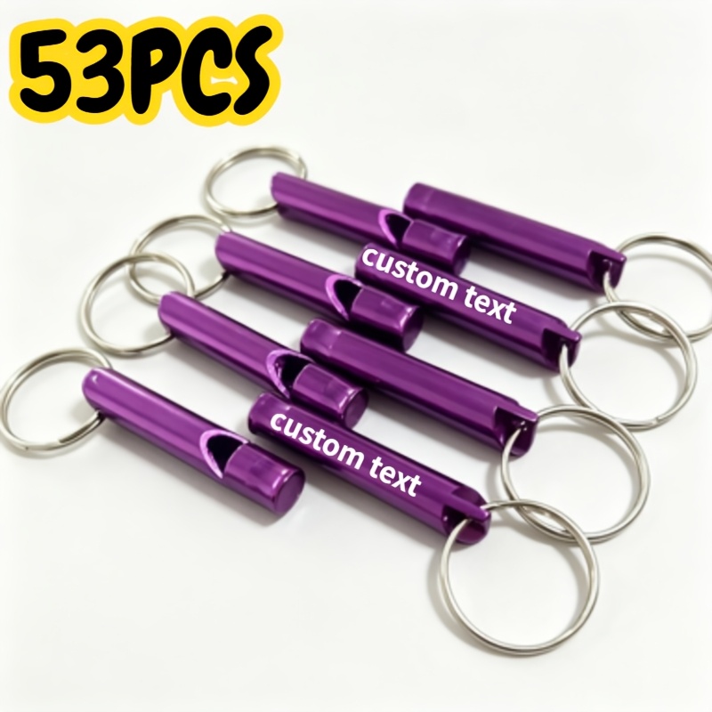 53pcs Custom Engraved Survival Whistle Keychains Set