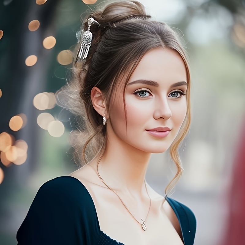 5pcs new retro tassel hairpins high end updo styling pins elegant metal hair accessories for   gift for daily and casual wear Product details 2