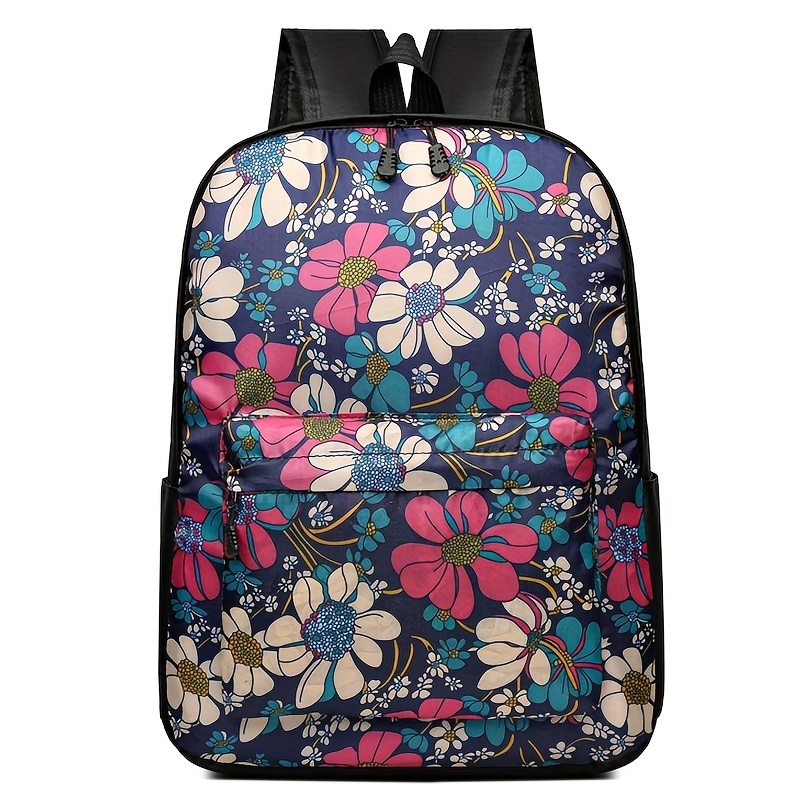 TEMU Retro Girls College Backpack, Nylon Cool Printed Backpack