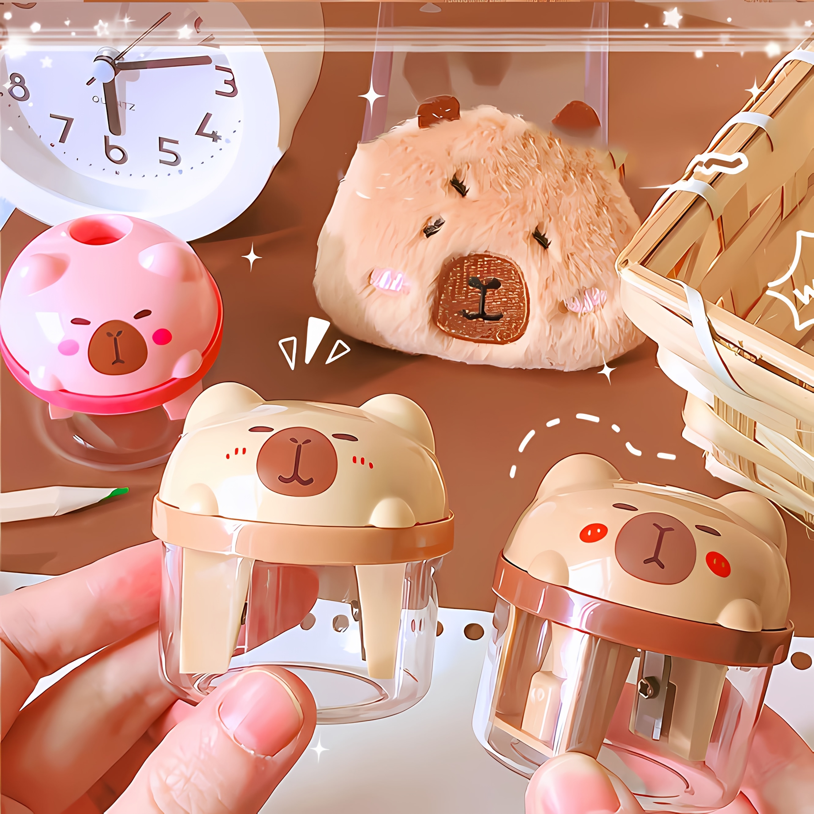 

1pc Of Capybara Double-hole Pencil Sharpener, A Handheld Pencil Cutter Suitable For School And Office Supplies, A Gift Or Prize To Enhance Friendship .