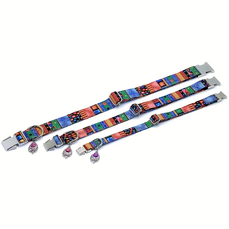 A Personalized Bohemian-Style Pet Collar with a Metal Buckle, Customizable Name And Phone Number Tag, Adjustable Anti-Loss Cat Collar, Soft, Comfortable, And Durable Accessory, Ideal for Outdoor Dog Walking, Perfect Gift for Medium And Small Dogs!