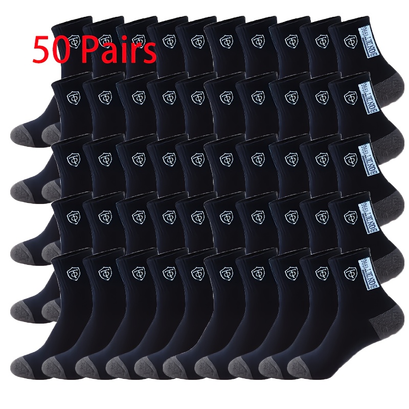 TEMU Pack Of 5/10/ Pairs Of Spring/summer Breathable Mid-calf Socks, Sports And Business Socks, Trendy Moisture-wicking Versatile Anti-odor Men's