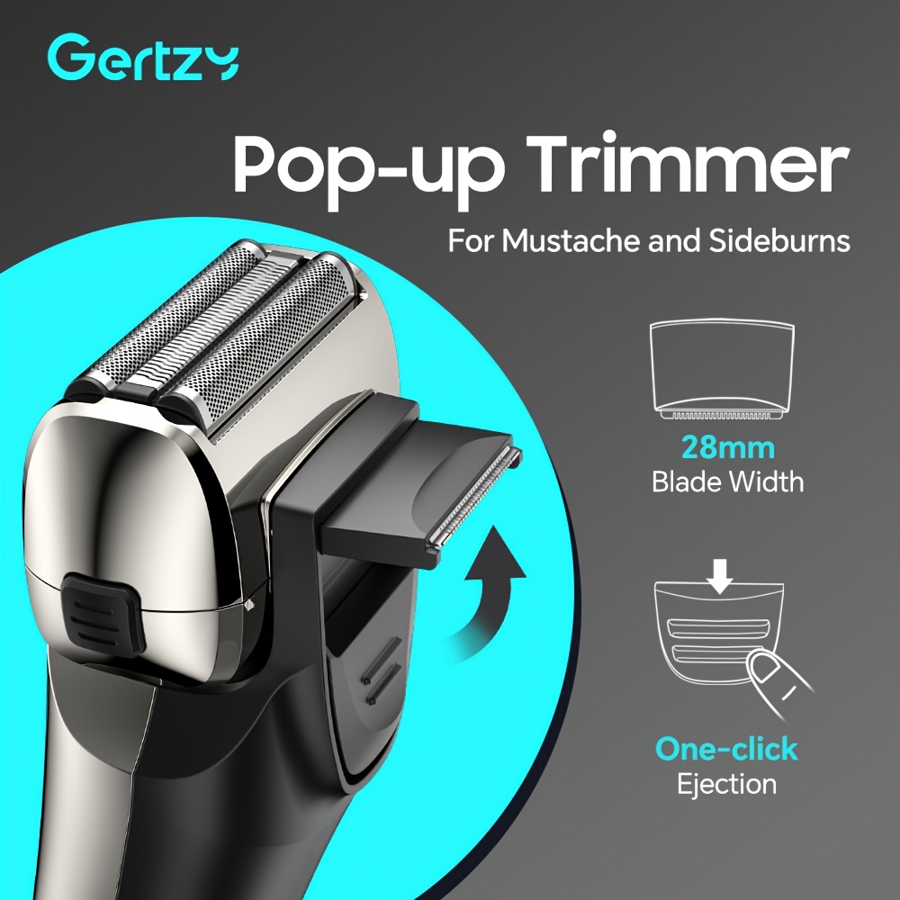 a perfect waterproof electric shaver for men as a gift suitable for   dry and wet use with adjustable gear and   display it features a   up sideburns blade design on the back and is a holiday gift Product details 0