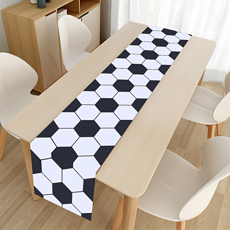 1pc football theme polyester table runner 180 35cm happy birthday table flag soccer theme birthday table decoration event party table decor sports theme party table decor 0