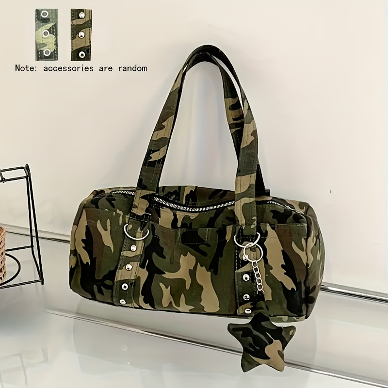 Image of Women's Y2k Camouflage Tote Bag Shoulder Bag New Women' Large Capacity Nylon Shoulder Backpack Fashion Trend Versatile Commuter Women' Leisure Handheld Multi Functional Universal Bag