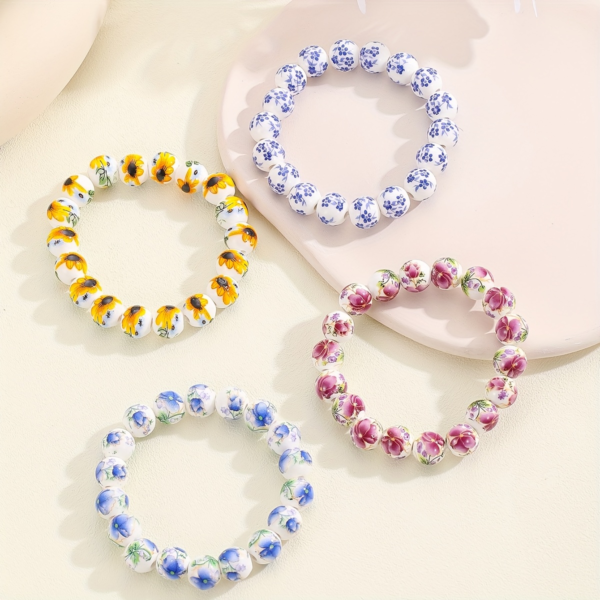 Chinese Style Ceramic Bead Bracelet for Women