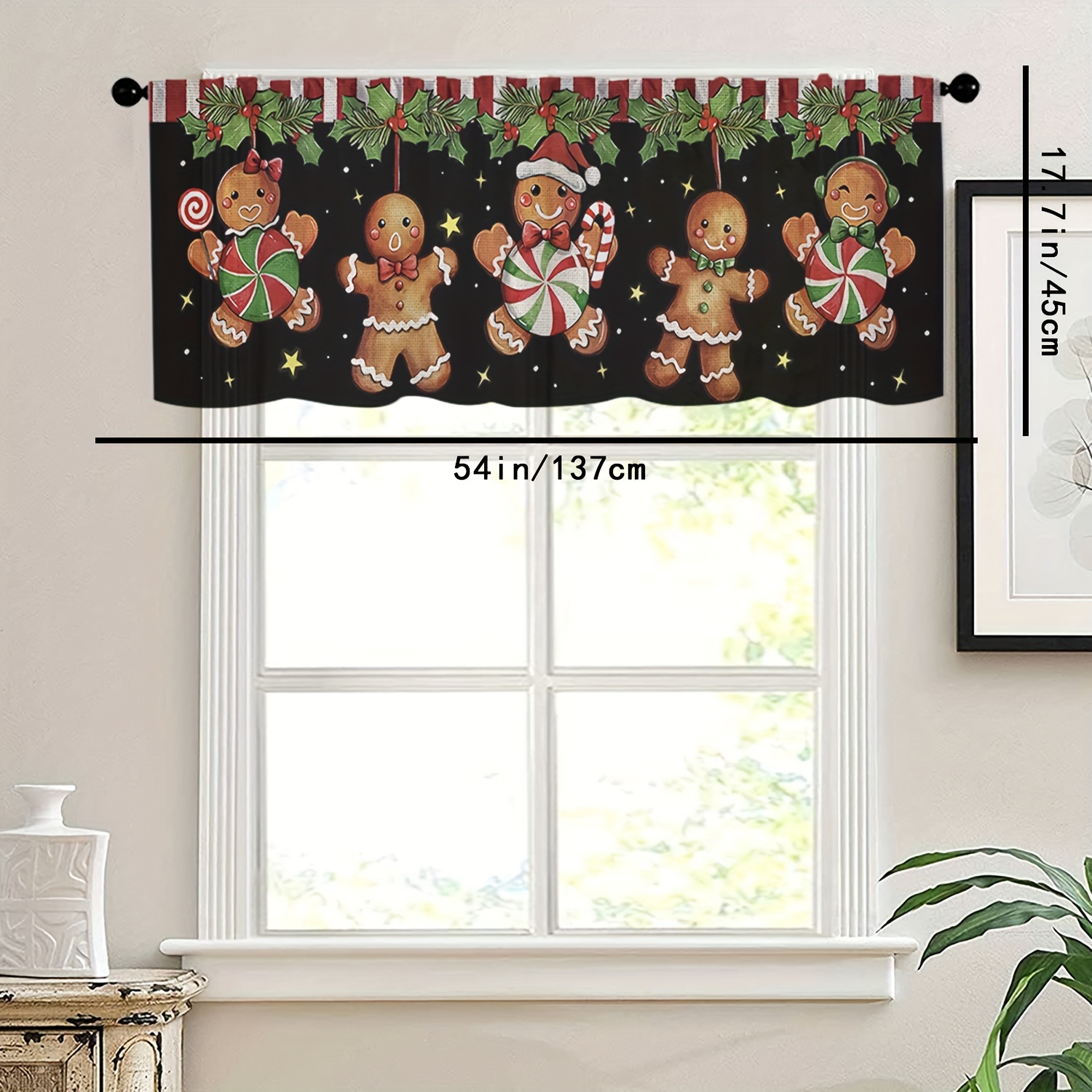 TEMU Festive Gingerbread People Kitchen Curtain: Perfect For Christmas, Thanksgiving, Or Any Holiday Celebration