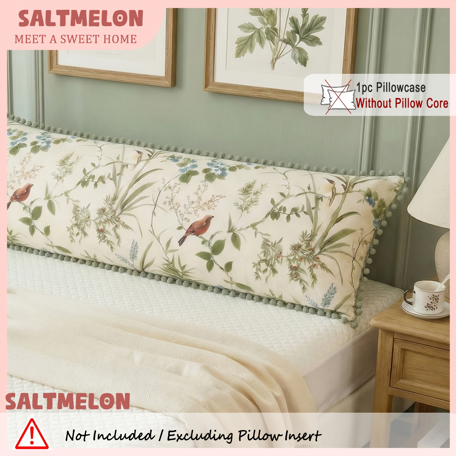 TEMU 1 pièce Taie d'oreiller longue Qingqiyeyu, Produit pour lit floral de , Produit pour lit simple synthétique et respirant, Taie d'oreiller de