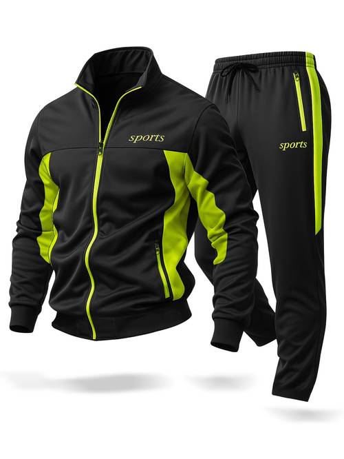 mens side stripe print sports jacket and pants set fashionable sportswear for active 8030 outfit suitable