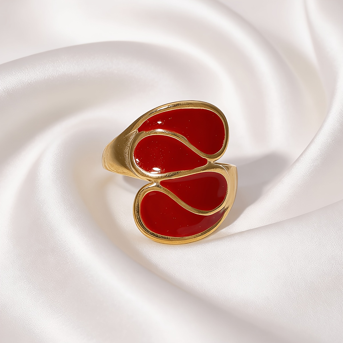 TEMU Anillo de mujer estilo vintage de esmalte con curva n.º 1, anillo elegante para damas para fiestas y casuales