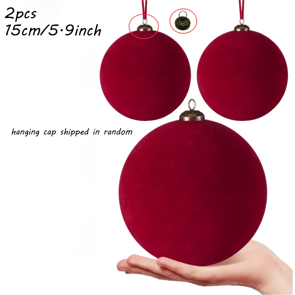TEMU 2pcs, 15cm/6inches - Velvet Christmas Ball Holiday Pendants For Hanging Decorations, Suitable For Christmas Tree Decoration. Suitable For Home,