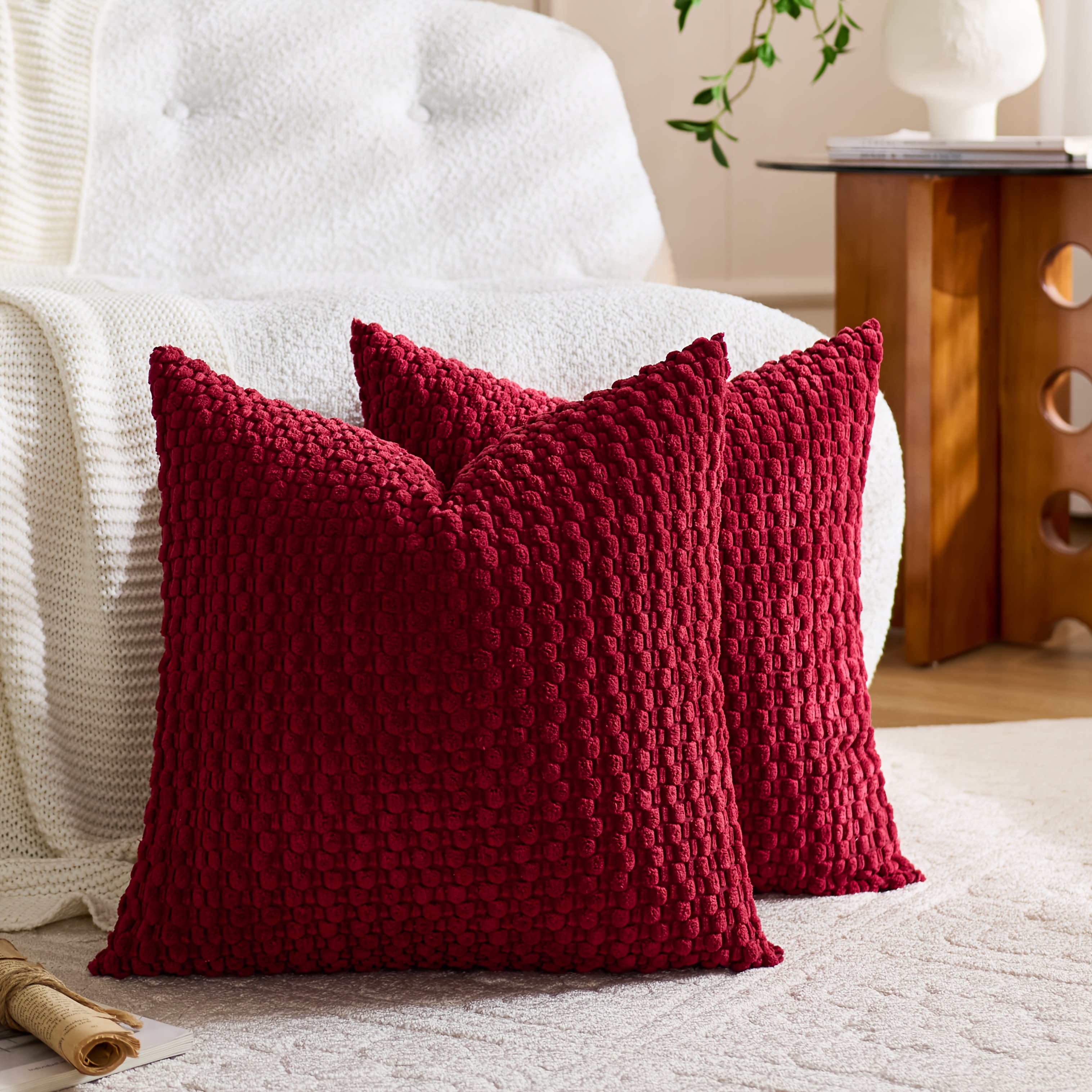 TEMU 2-pack Corduroy Pillow Covers, Bohemian Style, Puffy Soft Cushion Covers, Suitable For Sofa, Bedroom, Dining Room, Office