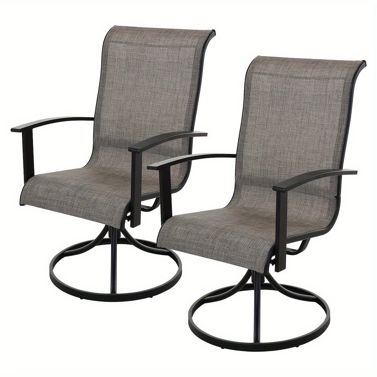 

Outdoor Swivel Dining Chairs Set Of 2, 360 Degree Mesh Sling Rocker Sets For Deck, Garden Backyard, Mixed Coffee