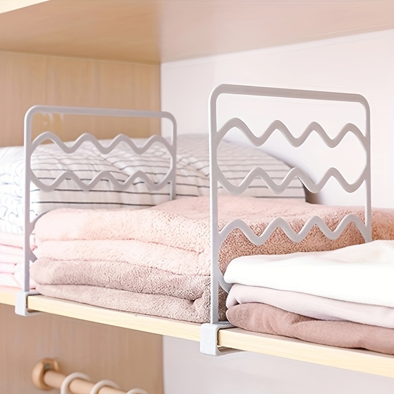 5pcs adjustable shelf dividers plastic closet organizer for wardrobe cupboard bookcase space saving storage rack white mounted  