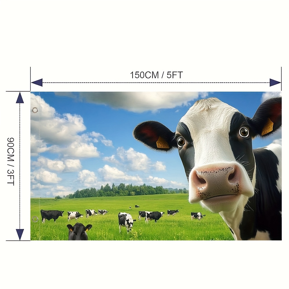 TEMU 1pc, Fashion Banner Flag, Farm Cattle, (no Electricity Needed), Premium Outdoor Yard Decor Art Seasonal Garden Flags, No Pole Included