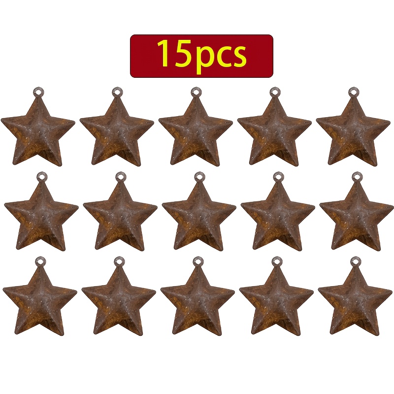 TEMU 15 Rusty Metal Five-pointed , Metal Craft Stars For Christmas And , Vacation Home Decoration, Hanging Decoration, Farmhouse And Decoration,