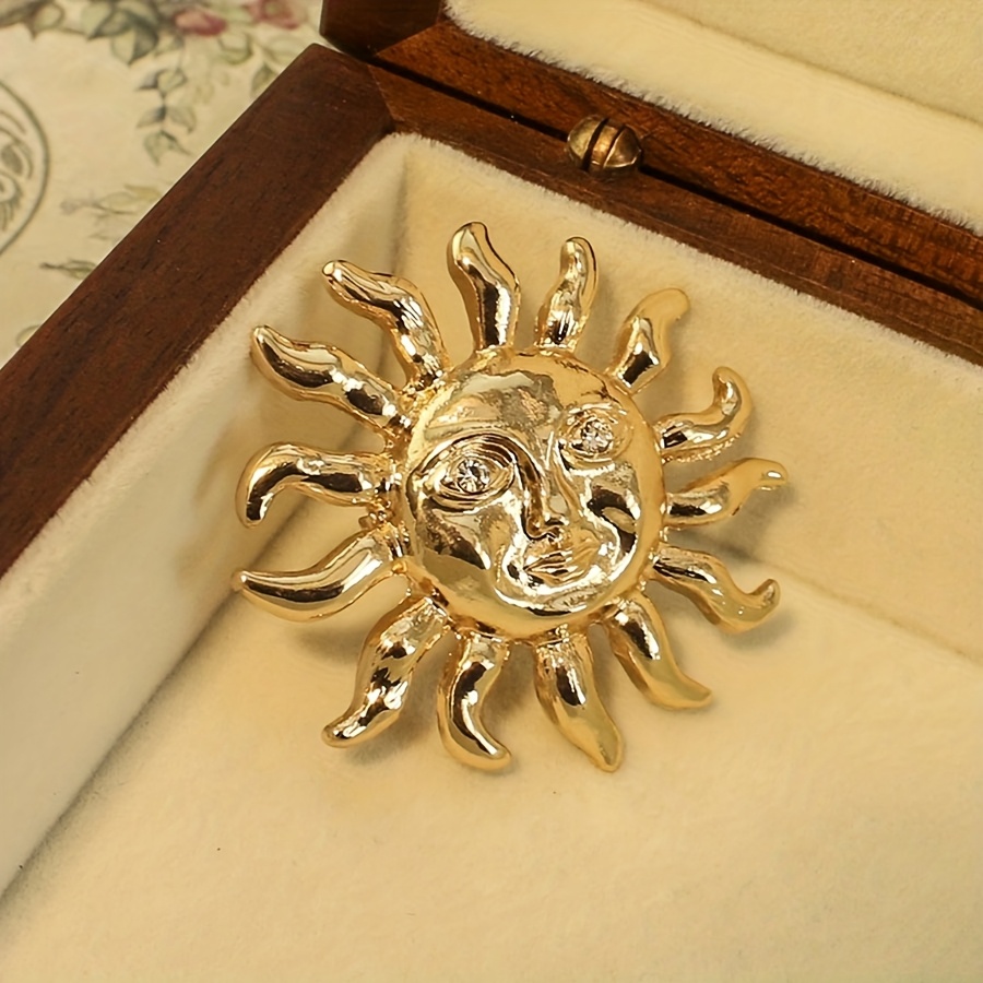 TEMU 1 Retro Alloy Sun Brooch, Personalized Sun God Corsage Pin Suit Additions