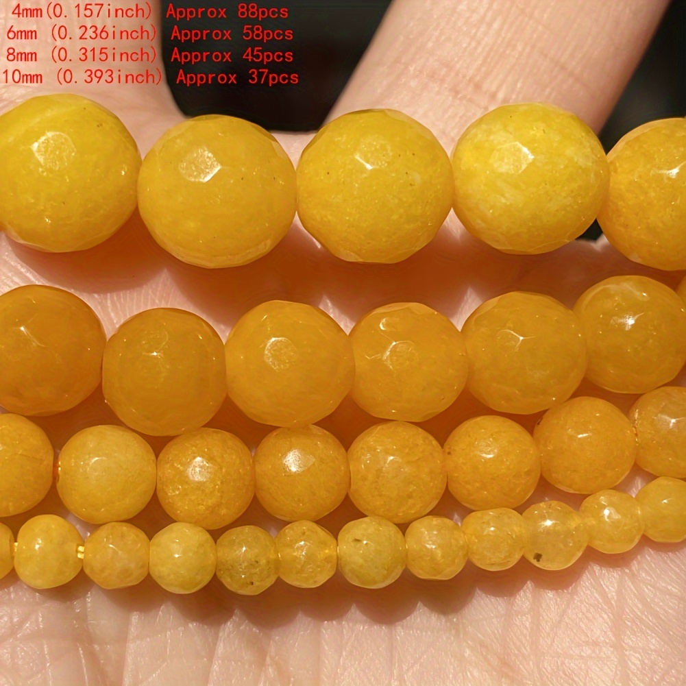 

Natural Citrine Faceted Beads, 4 Sizes (4mm 6mm 8mm 10mm), Diy Jewelry Making Supplies, Round Crystal Quartz Beads, 15-inch Strand, Random Color & Pattern, Ideal For Bracelets & Crafts