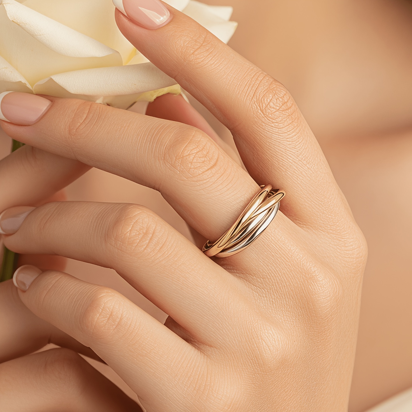 Women's Three-Tier Stacked Irregular Ring, Trendy Gift