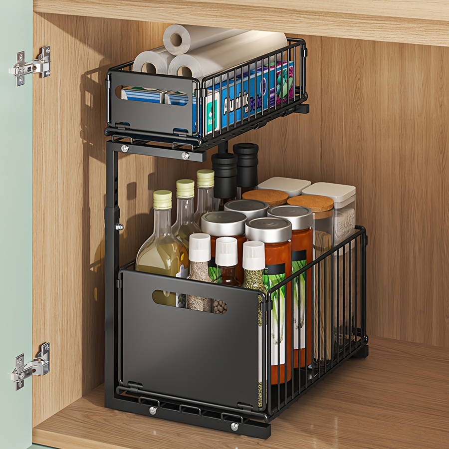 Under-Sink Organizer, Two-Tier Sliding Cabinet Shelf for Storage