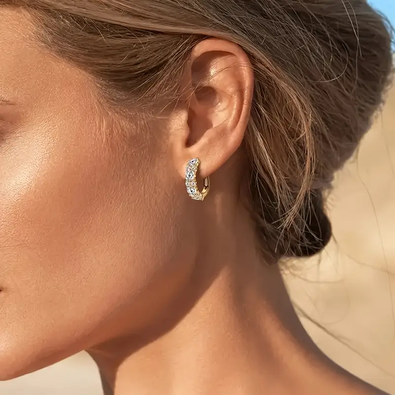 a pair of fashionable earrings for women 925 silver d shaped 1 38ct moissanite earrings elegant and exquisite a festival gift womens earrings jewelry gift earrings for women mothers day gift high quality womens jewelry gift box as a gift Product details 5