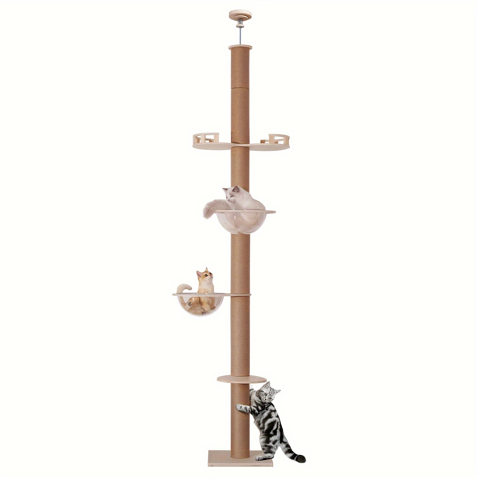 250-275cm Tall Cat Climbing Tree, Sturdy Wooden Cat Scratching Post For Cats, Durable & Stable Cat Scratching Tower