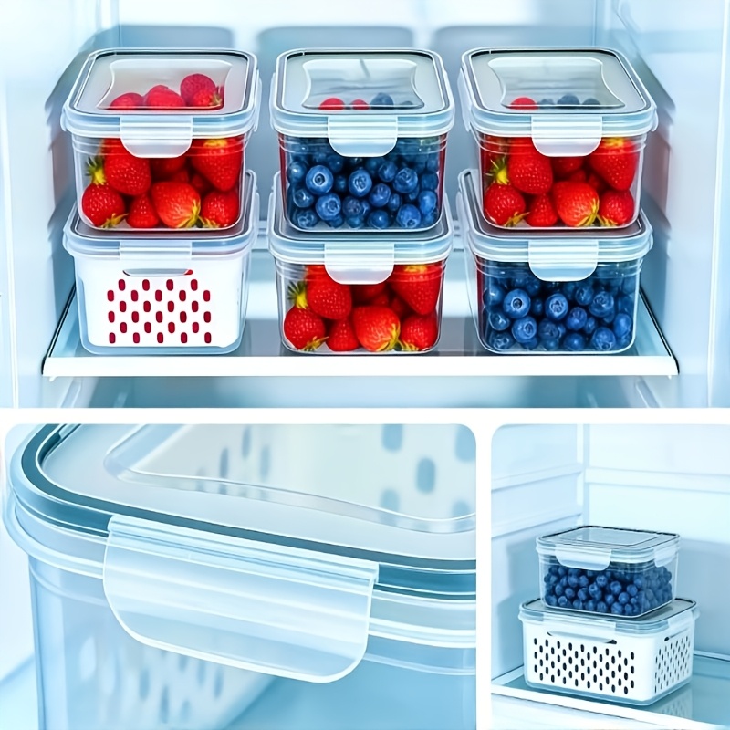 8pcs Large Capacity Fruit Storage Containers with Drain Colander