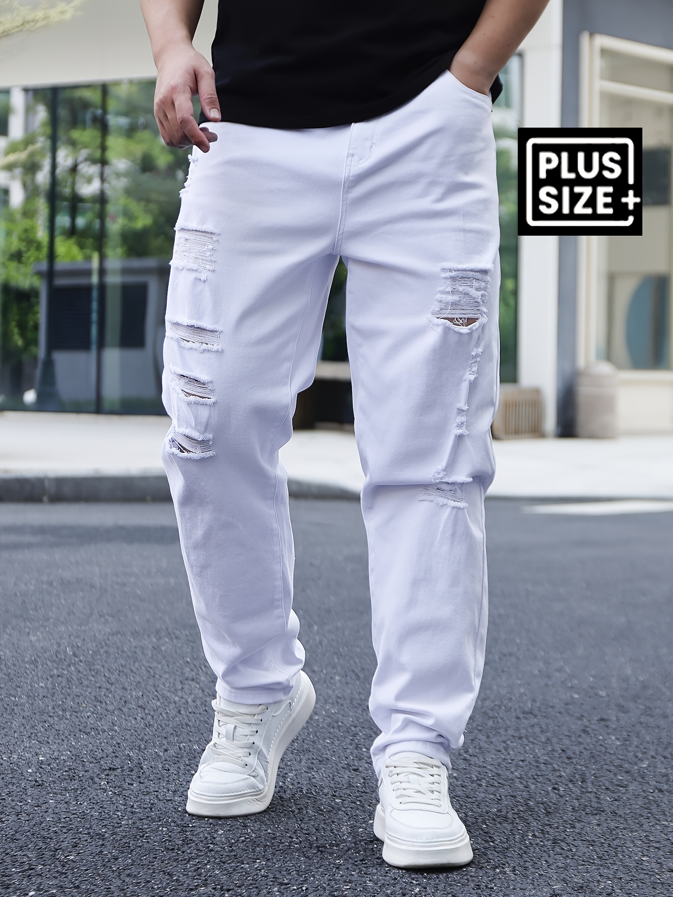 White Funky Jeans Mens Slim Fit Jeans Punk Denim Pants Funky Skull