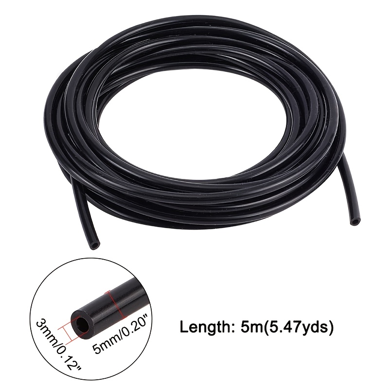 TEMU 1 Set Of 16.4-foot (5-meter) Black Car Vacuum Tubes, Inner Diameter 1/8 Inch (3mm) High-temperature Silicone Vacuum Tube, 3/16 Inch (5mm) Vacuum