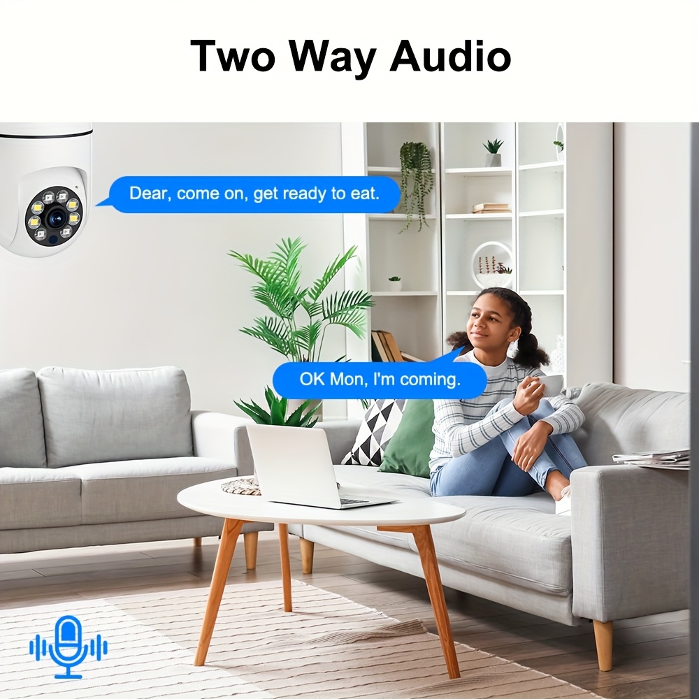 2pcs WJG 1080P HD WiFi Wireless Security Camera System, Wall Hanging, Indoor Use, Smartphone Compatible, with Two-Way Audio, Pan/Tilt/Zoom, Motion Tracking, Night Vision, for Home Surveillance, No Battery Required, USB Powered details 5