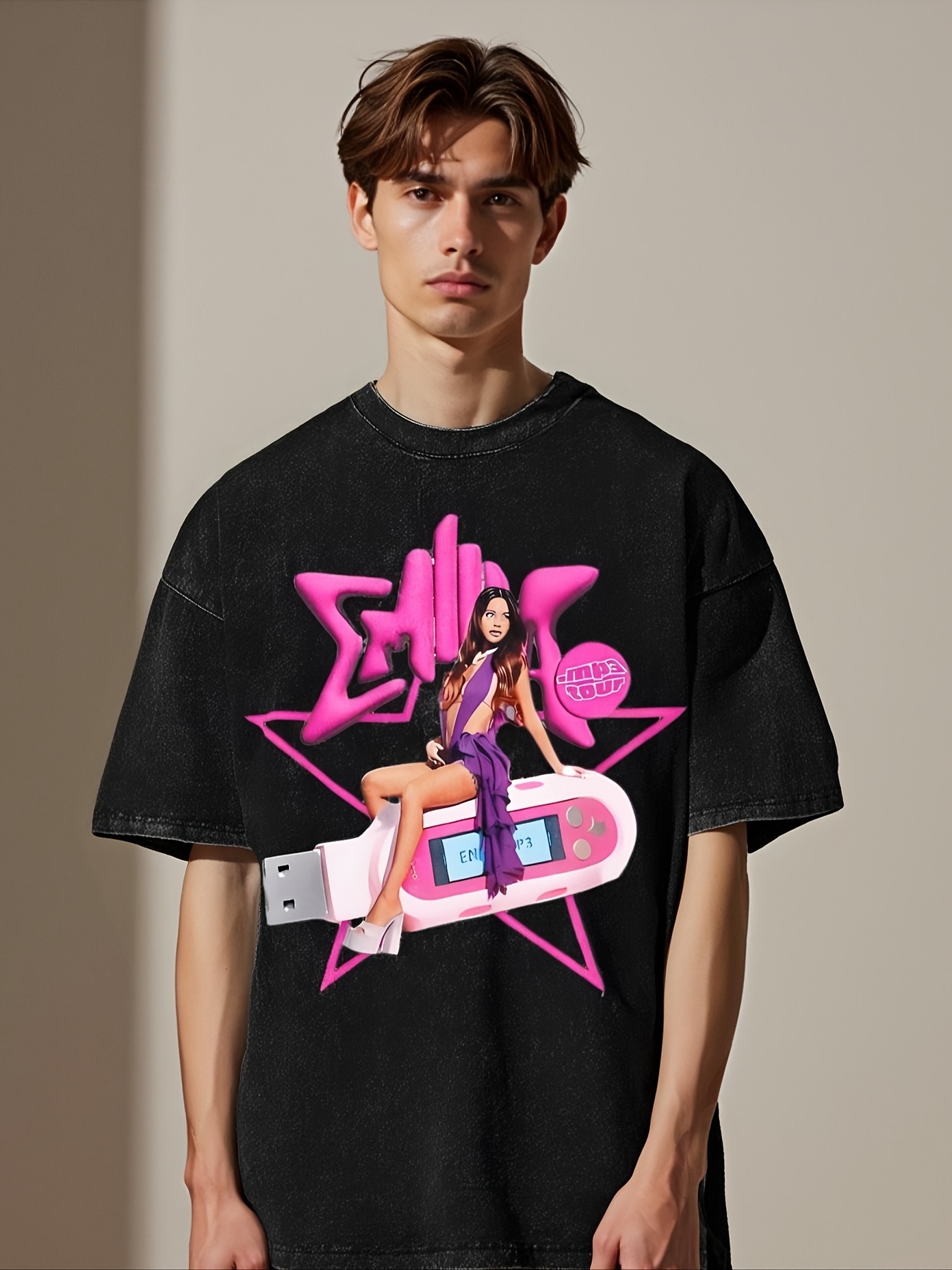 camiseta hip hop gran tamaño 100% algodón Temu Ecuador