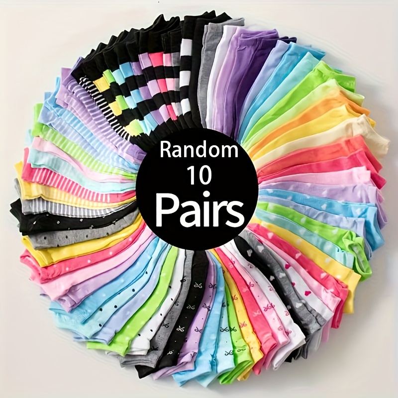 Image of 20 Pairs/10 Pairs Of Random Colors|women's Socks|candy Colored Socks|soft And Comfortable Ankle Socks|multiple Colors|suitable For Daily Wear|holiday Gifts