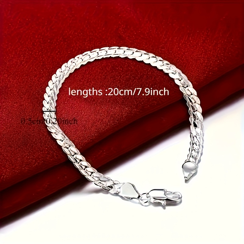 5pcs 925 Silver Plated Bracelets Set, Perfect Gift