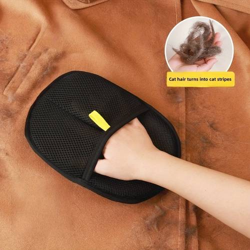 1 pack static pet hair remover reusable cat hair removal glove home brush for floating hair cat hair cleaning tool soft fabric design ergonomic grip