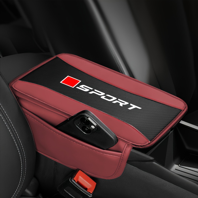 TEMU 1pc Faux Leather Car Armrest Storage Box Cover, Center Console Armrest Pad With Side Pocket, Soft And Comfortable, Anti-slip And Wear-resistant,