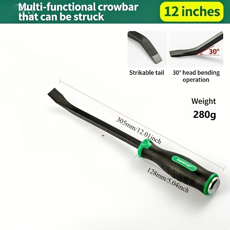 TEMU Heavy-duty Pry Bar With Ergonomic Non-slip Handle, Suitable For Car Repair, Home Renovation, And Work, Prying Up, Moving, And Removing Nails,