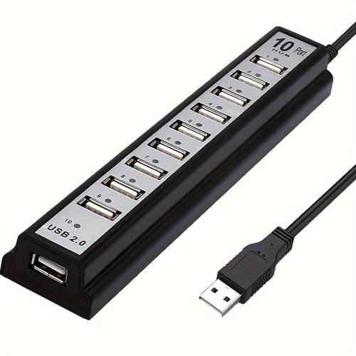 10 port usb hub compatible for macbook pc laptop high speed charging data transfer usb hub with 10 device plug and adapter compatible with usb devices