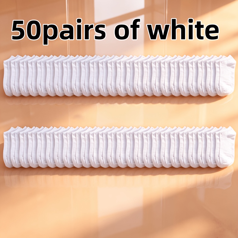 TEMU 50 Paires de Chaussettes Courtes Noires et Blanches , Style Chaussettes Bateau Basses Faciles à Enfiler, Vêtements Décontractés Quotidiens de