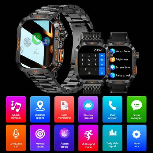 2 01 smart watch with led flashlight 100 sports step counter and information display compatible with iphone and mens gift