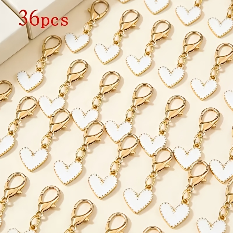 TEMU 36pcs Red, Pink, And White Heart-shaped Keychain Set With Heart Pendant Charms, Cute Ladies' Bag Additions, Fashionable Additions, Elegant And