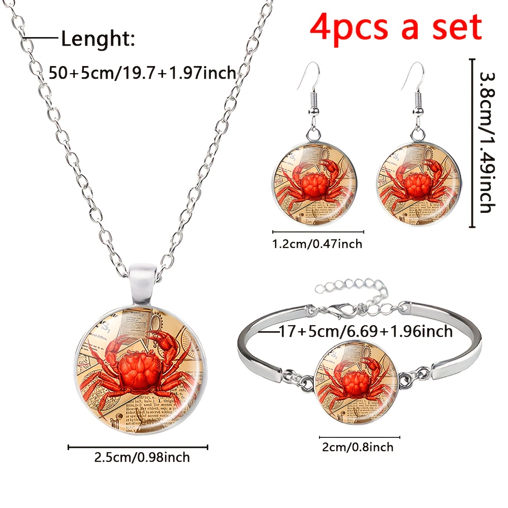 4pcs White Jewelry Set, Necklace, Bracelet, Earrings